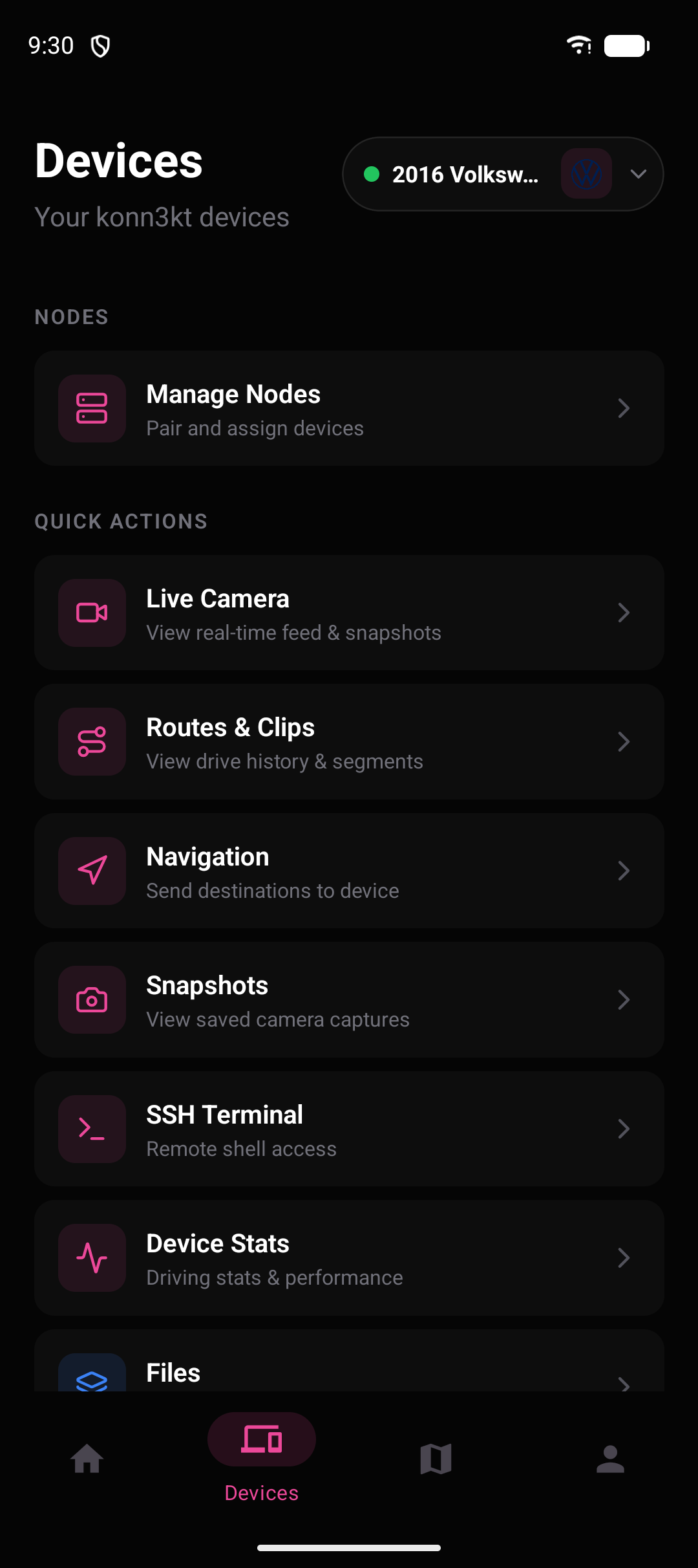 Devices tab